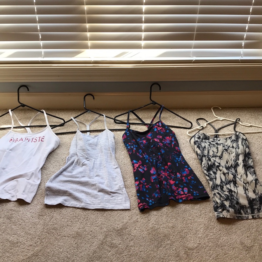 Variety of lululemon Power Y tanks. Vary in sizes 4-8.